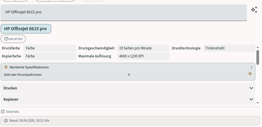 Querchecker Spezifikationen-Abgleich mit Icecat/Geizhals-Daten